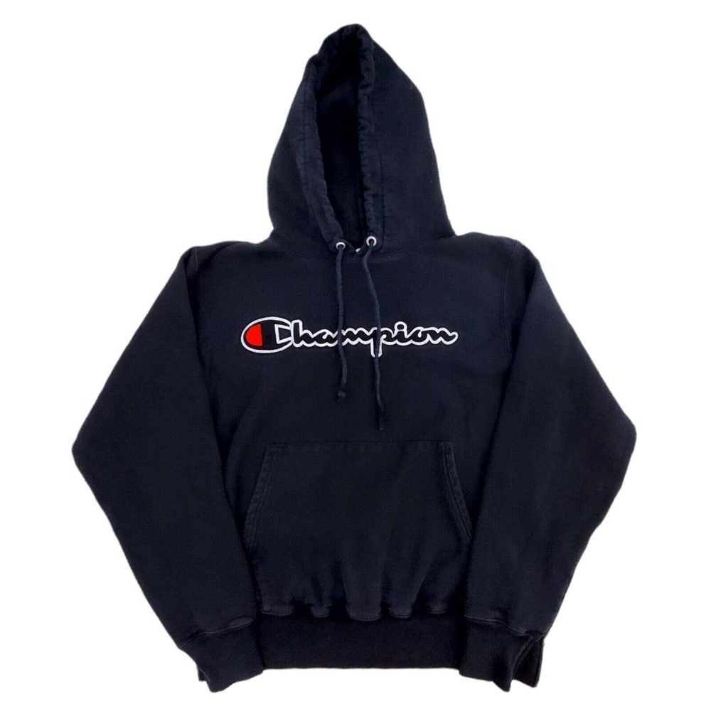 Champion Reverse Weave Hoodie Sweatshirt Adult Size Medium Black Hooded Pullover